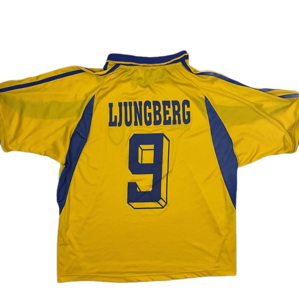 Sweden Futbol Freddie Ljungberg #9 Soccer VTG Y2K Home Jersey With Collar Sz L